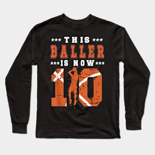 10th Birthday Basketball Boy Ten Year Old Basketball Player Long Sleeve T-Shirt